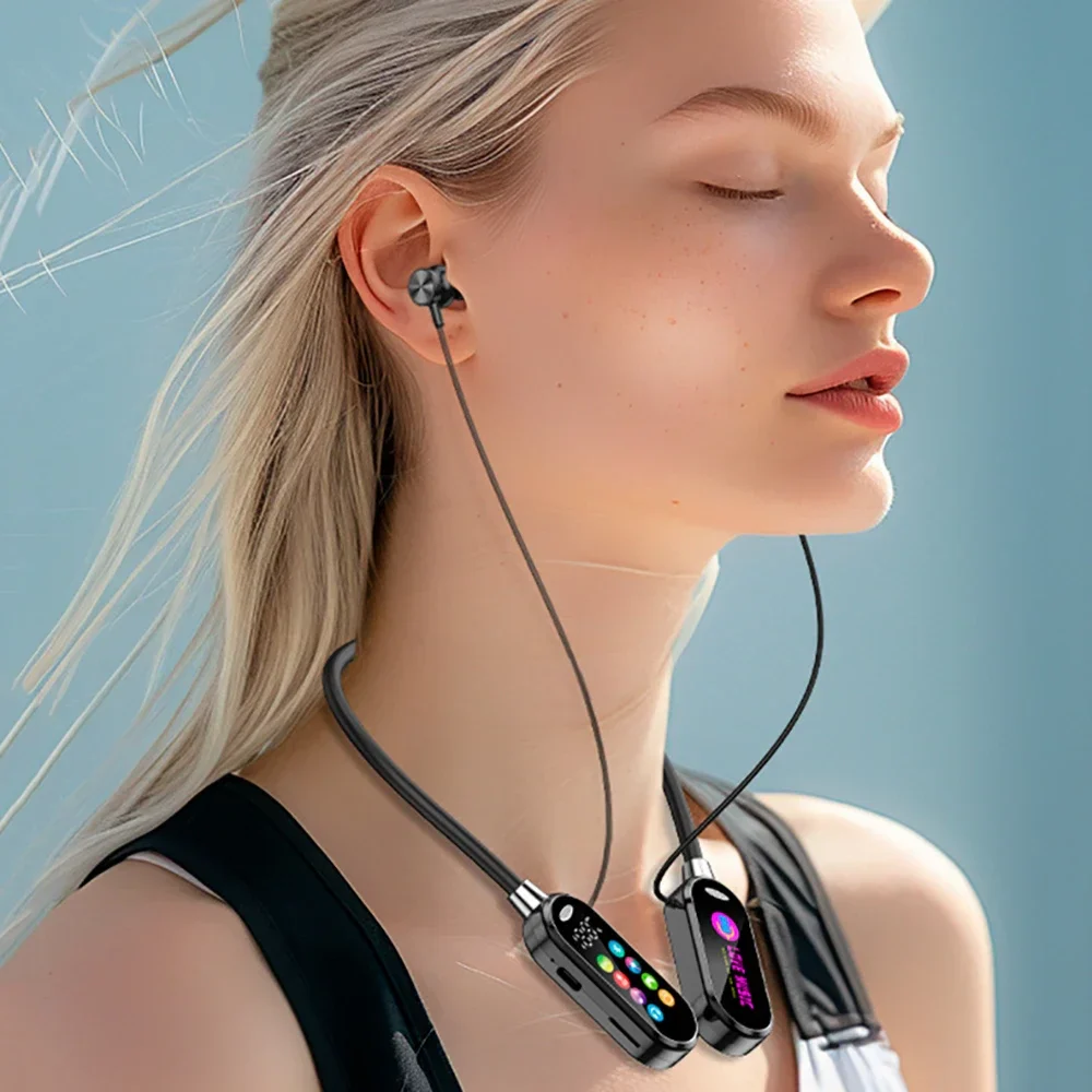 HiFi Sound Color Screen Neckband Magnetic Earphones with Noise Reduction & HD Calls - Image 6