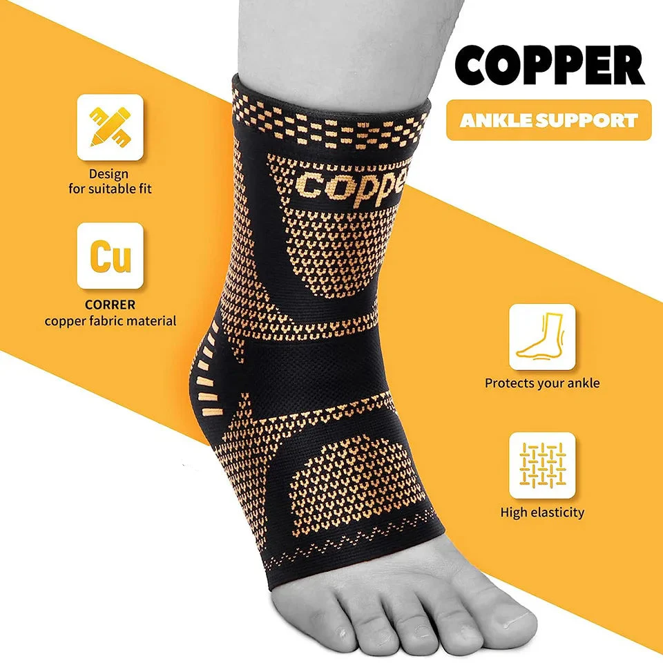 Medical-Grade Copper-Infused Fabric Ankle Brace for Pain Relief & Fast Recovery