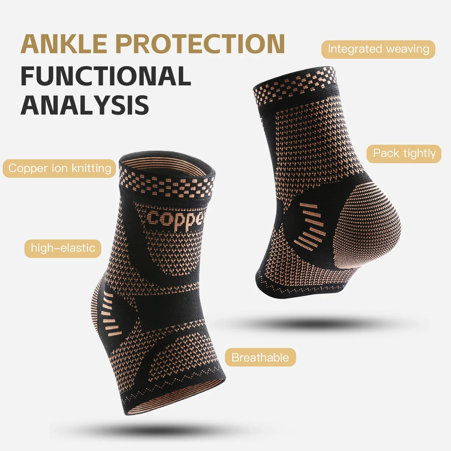 Medical-Grade Copper-Infused Fabric Ankle Brace for Pain Relief & Fast Recovery - Image 3