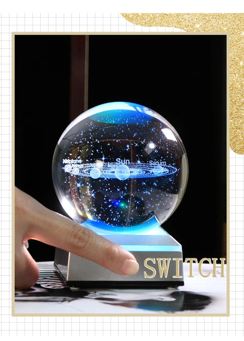 Laser Engraved Solar System LED Lamp - Image 5