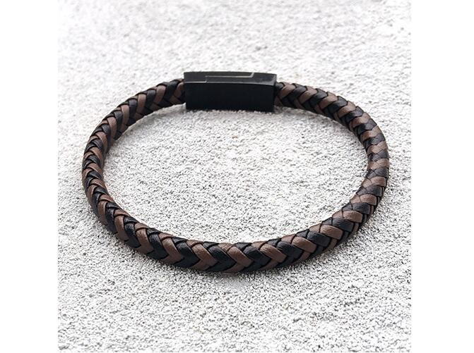 DarkO -Two-color Mixed Braid Genuine Leather Bracelet - Image 5