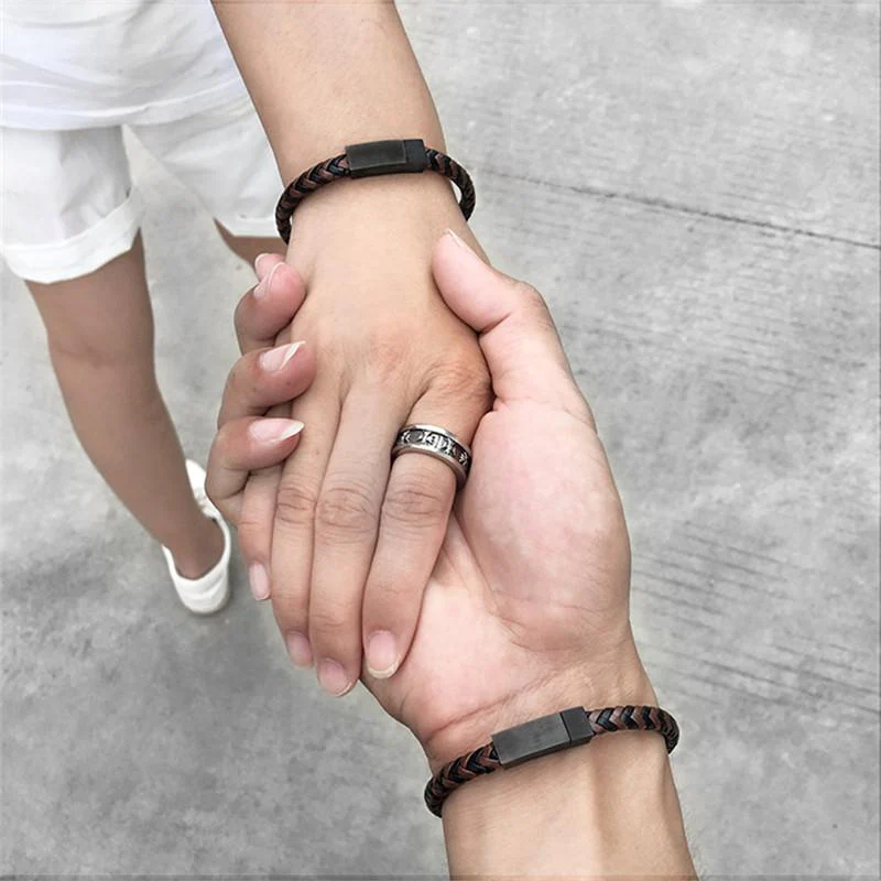 DarkO -Two-color Mixed Braid Genuine Leather Bracelet - Image 6