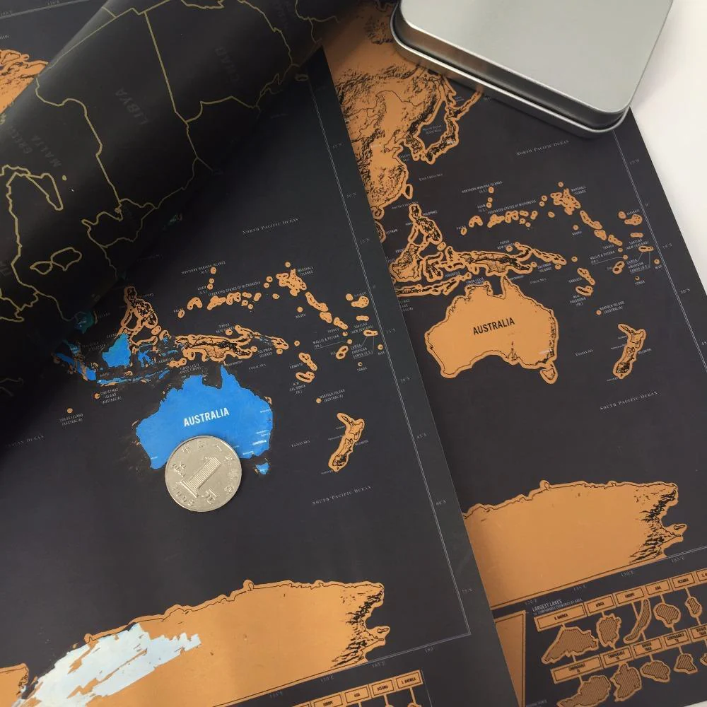 Deluxe Personalized World Scratch Map - Image 3