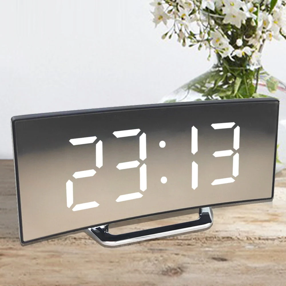 Digital Curved Mirror Smart Alarm Clock - Image 3