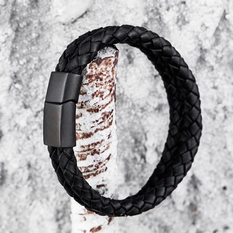 TOR- Double Layer Braided Genuine Leather Bracelet - Image 2