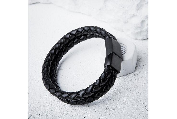 TOR- Double Layer Braided Genuine Leather Bracelet - Image 3