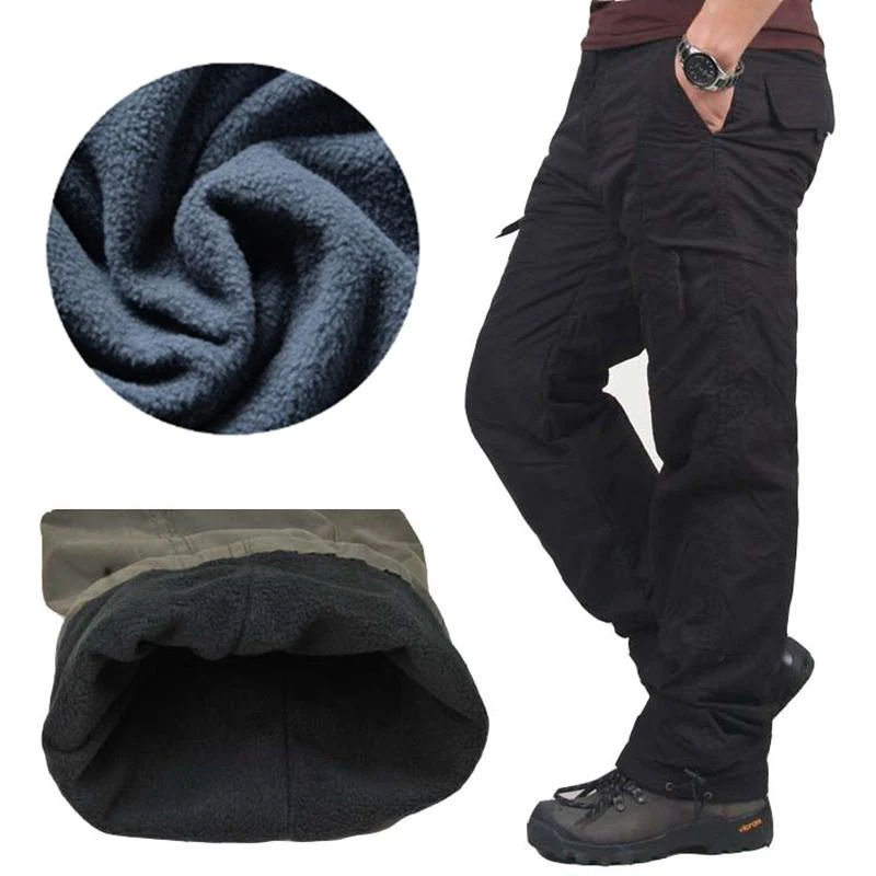 Double Layer Flannel Lined Cargo Pants - Image 4