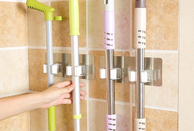 Double Stick-On Wall Mop & Broom Organizer (2pcs) - Image 2