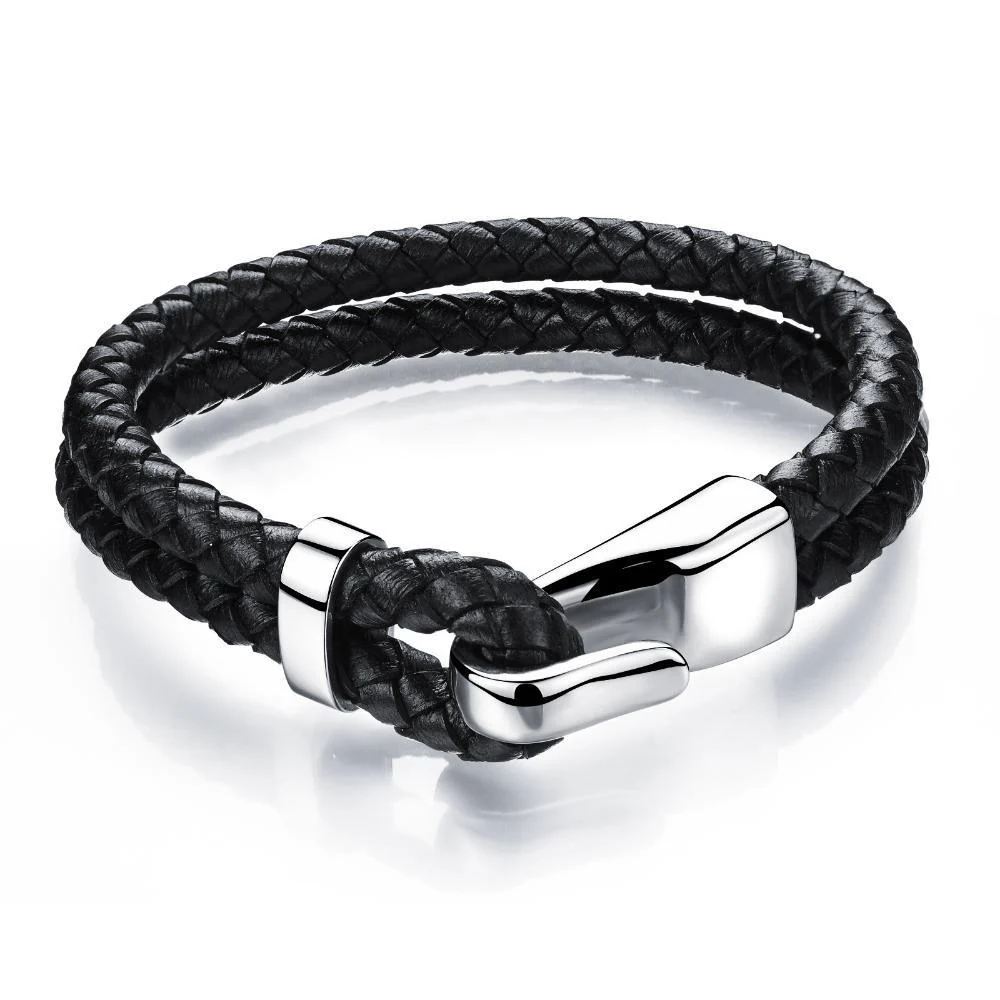 Duexes - Double Layer Black Leather Bracelet