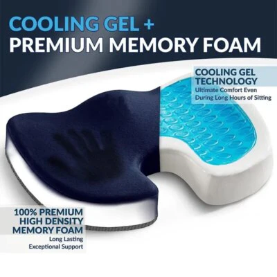 Ergonomic Dual-Layer Memory Foam + Cooling Gel Tailbone Pressure Relief Cushion - Image 10