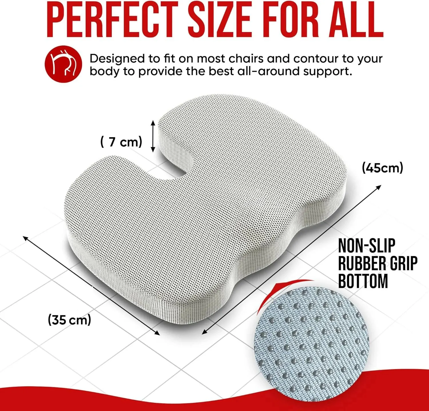 Ergonomic Dual-Layer Memory Foam + Cooling Gel Tailbone Pressure Relief Cushion - Image 6