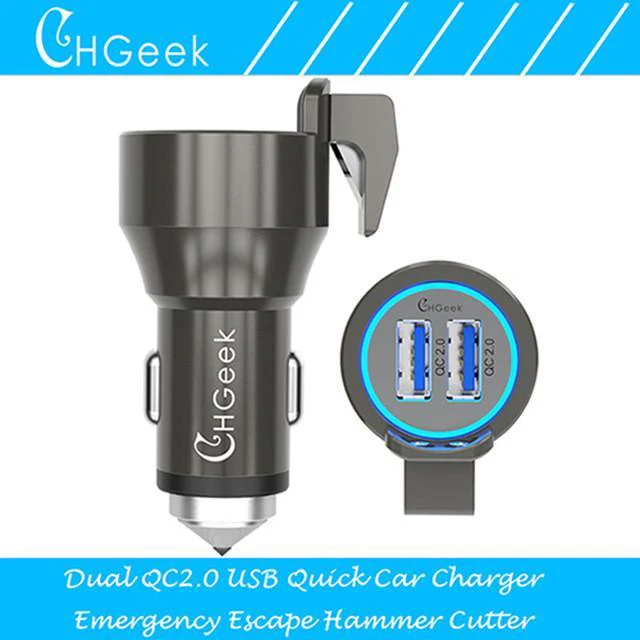 Fast Dual Car Charger With Escape Hammer & Belt Cutter - Image 2