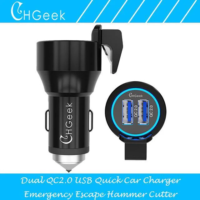 Fast Dual Car Charger With Escape Hammer & Belt Cutter - Image 3