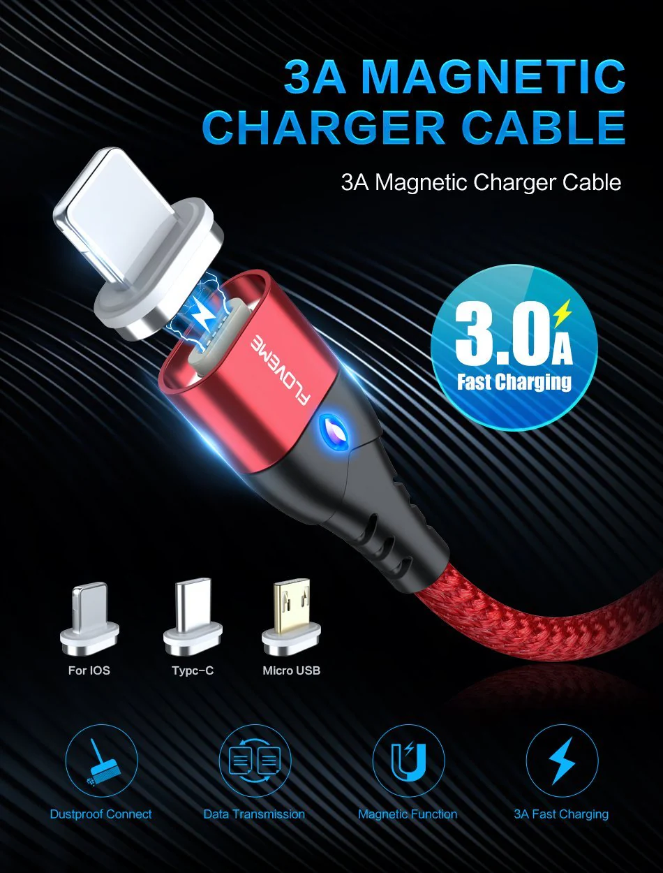 Floveme High-Speed 3A Magnetic Charging Cable - Image 2