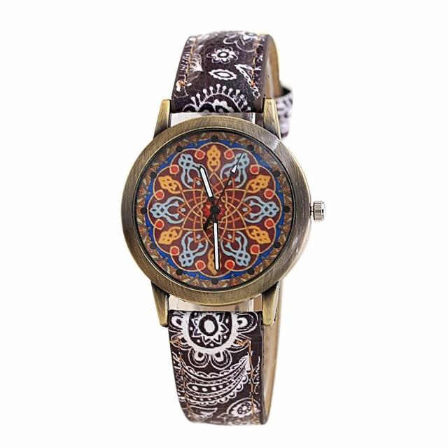 Flower Leather Quartz Wristwatch - Image 3