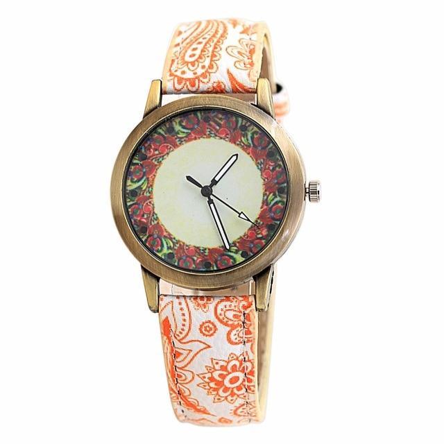 Flower Leather Quartz Wristwatch - Image 4
