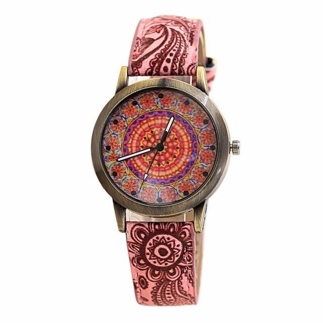 Flower Leather Quartz Wristwatch - Image 5