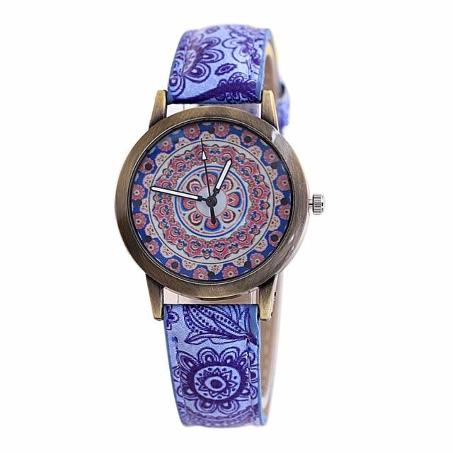 Flower Leather Quartz Wristwatch - Image 6