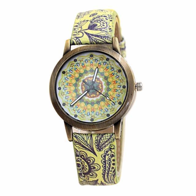 Flower Leather Quartz Wristwatch - Image 7