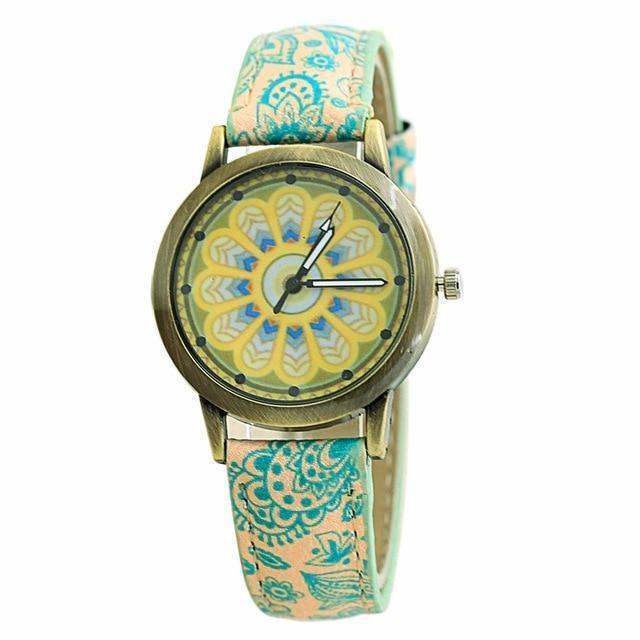 Flower Leather Quartz Wristwatch - Image 8