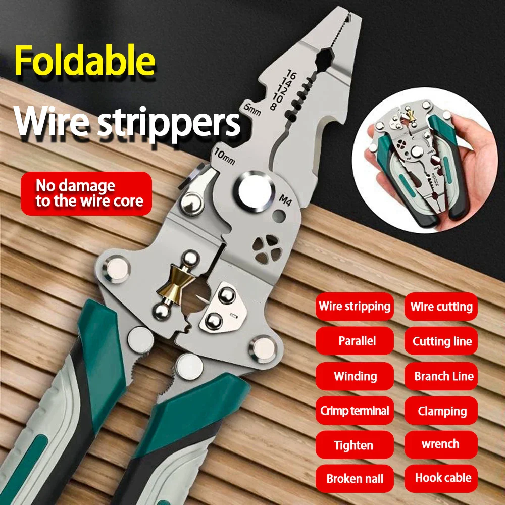 SmartFold Foldable Multi-Function Pulley Design Wire Stripper and Crimper - Image 5