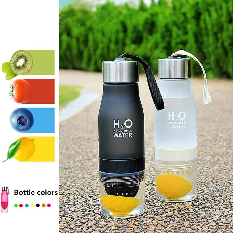 Frosted Leak-proof 650ml Lemon Cup H2O water bottle - Image 2