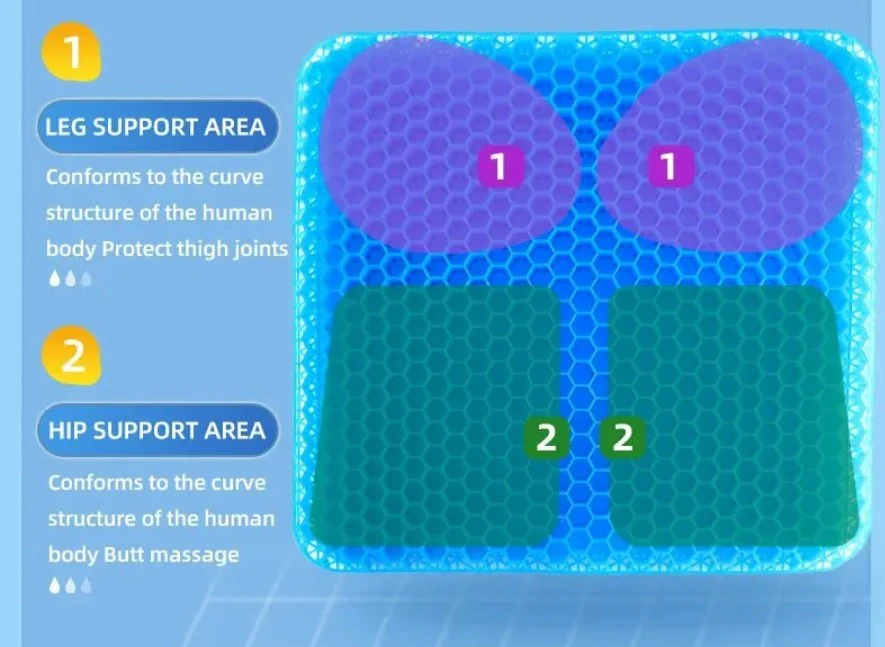 Ergonomic Shock-Absorbing Pressure Relief All-Day Comfort Gel Honeycomb Cushion - Image 19