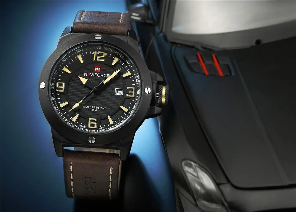 Genuine Leather Strap Army Watch (4 colors) - Image 7
