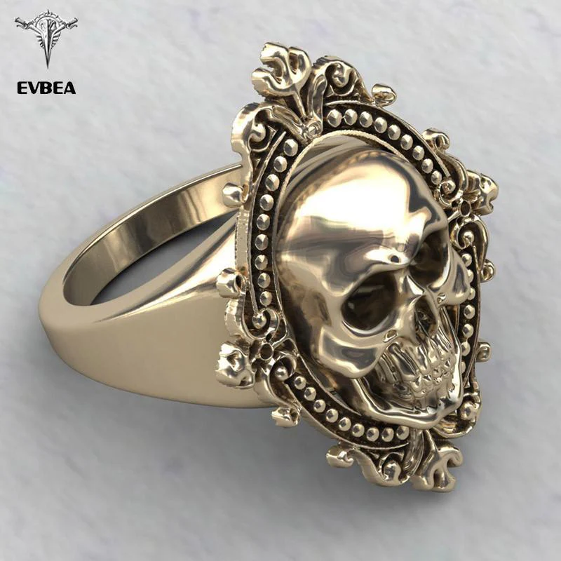 Goat -  Ancient Gold Plated Skull Ring - Image 4