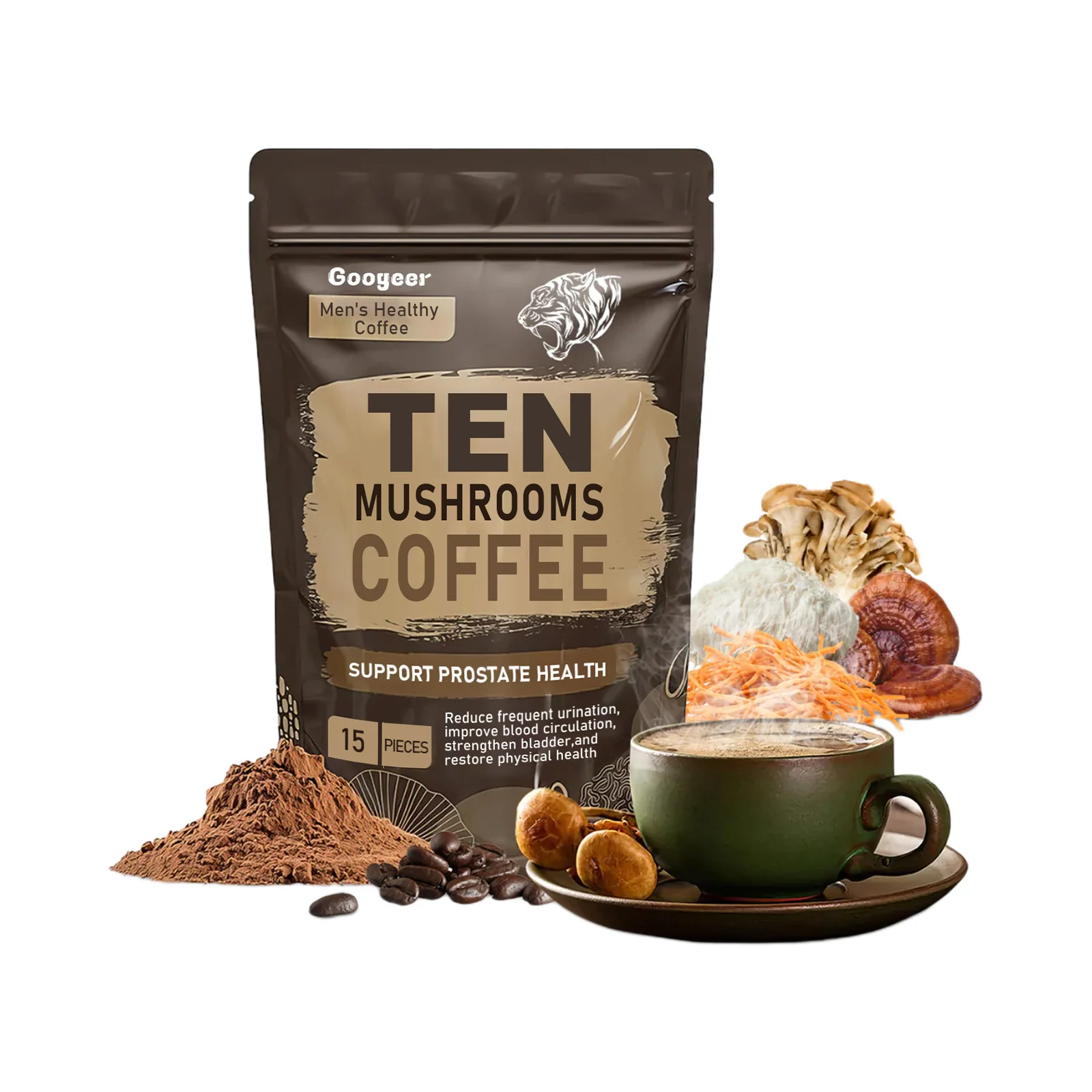 Googeer Men’s HealthyTen Mushrooms Coffee- Advanced Daily Support for Prostate Health - Image 4