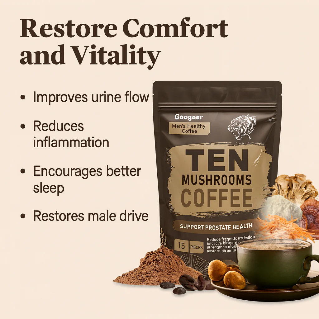 Googeer Men’s HealthyTen Mushrooms Coffee- Advanced Daily Support for Prostate Health - Image 9