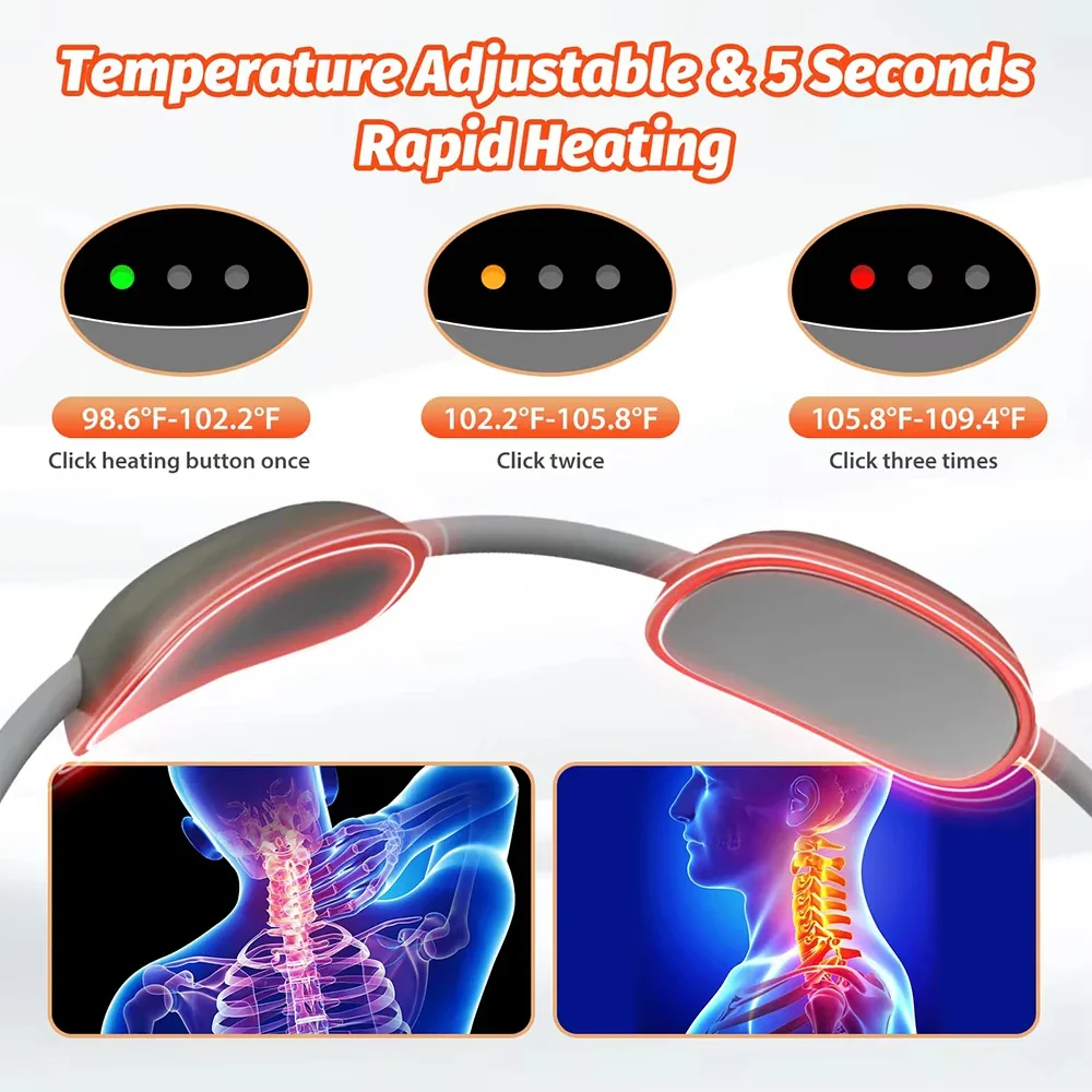 NeuroWarm Multi-Zone Hands-Free Wearable Cervical & Shoulder TENS Heat Massager - Image 19