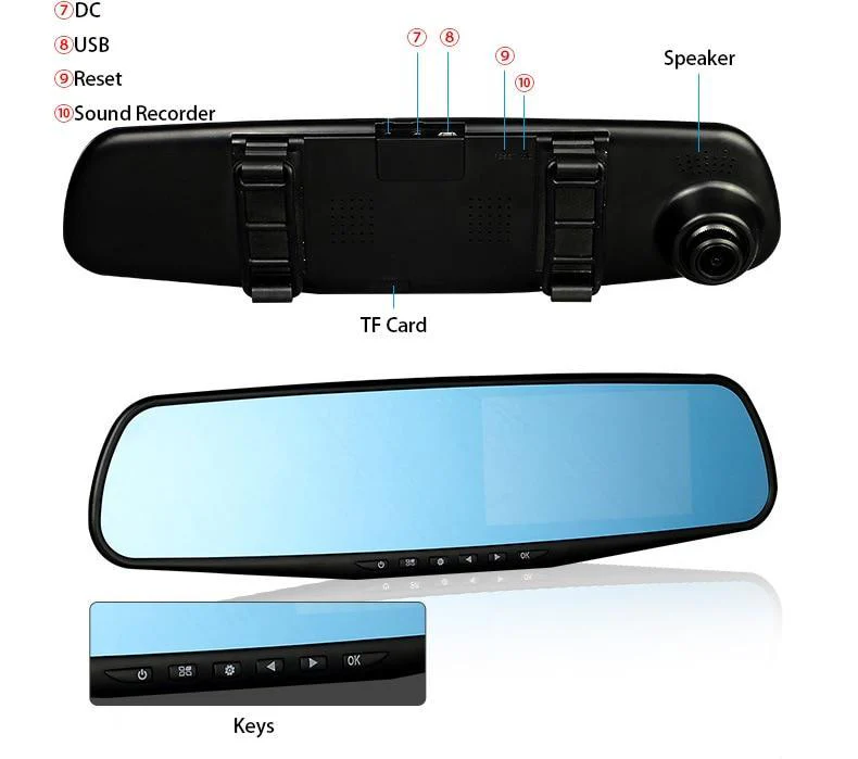 HD Mirror Cam - 1080P With 4.3" Digital Screen Car DVR - Image 4