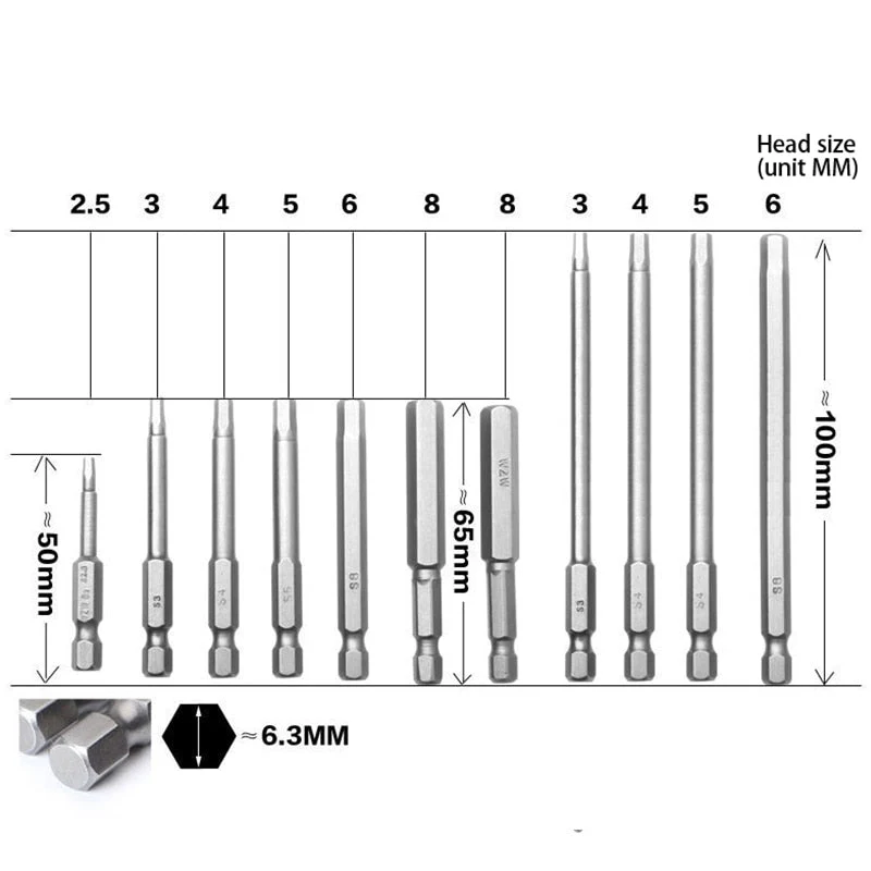 S2 Steel Magnetic Hexagon Dril Bit Set - Image 4