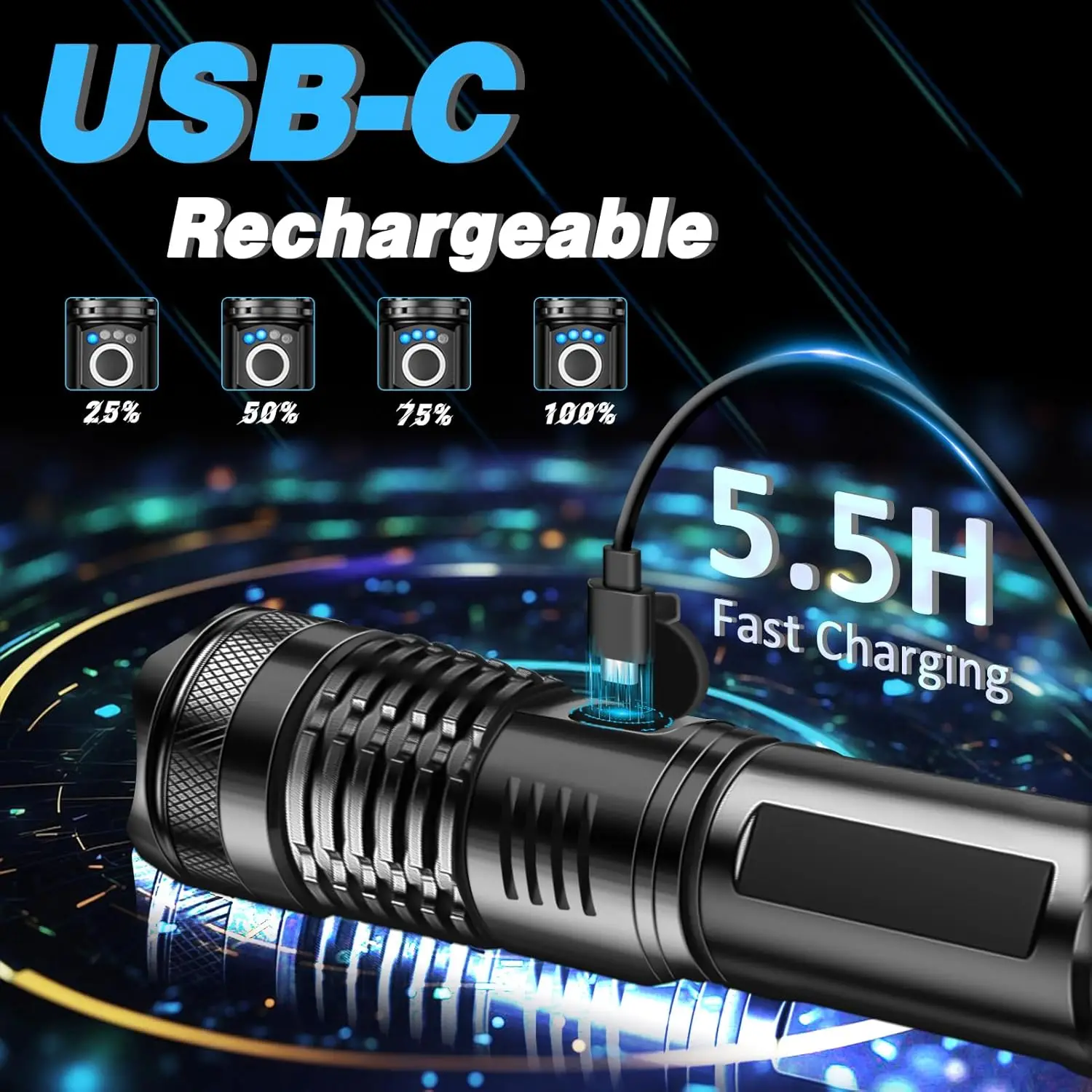Ultra -Powerful Telescopic Zoom Impact Resistant LED Flashlight - Image 5