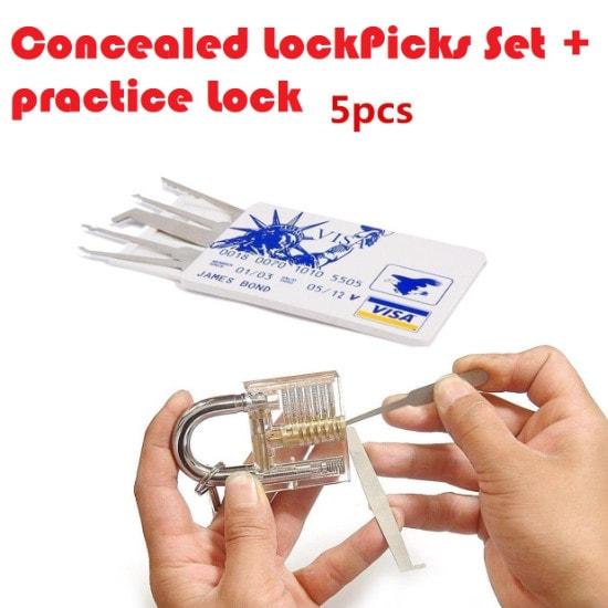 Concealed LockPicks Set + Transparent Lock