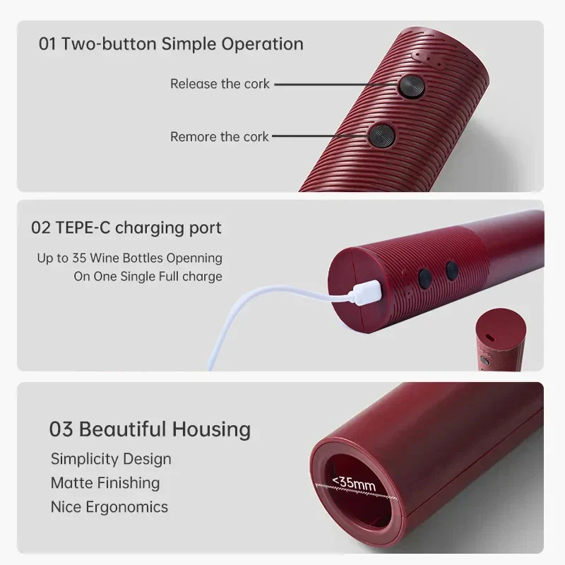 Electric Rechargeable Automatic Powerful Wine Bottle Opener - Image 3