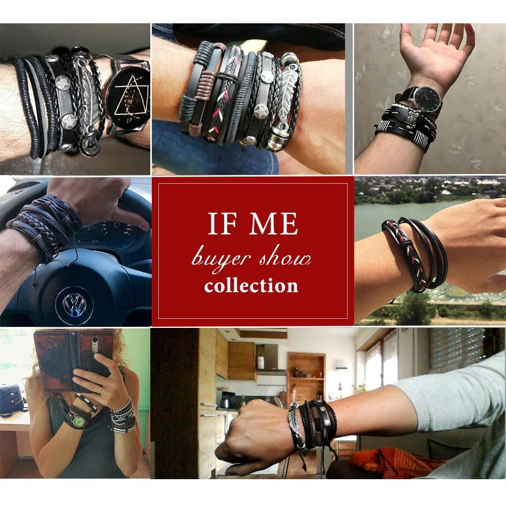 IF ME™ Vintage Multi-Layer Men's Leather Bracelet Sets - Image 32