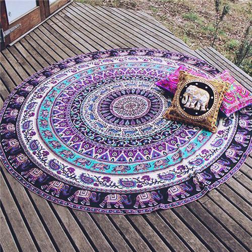 Indian Mandala Round Elephant Tapestry/Beach-Towel/Yoga-Mat - Image 3