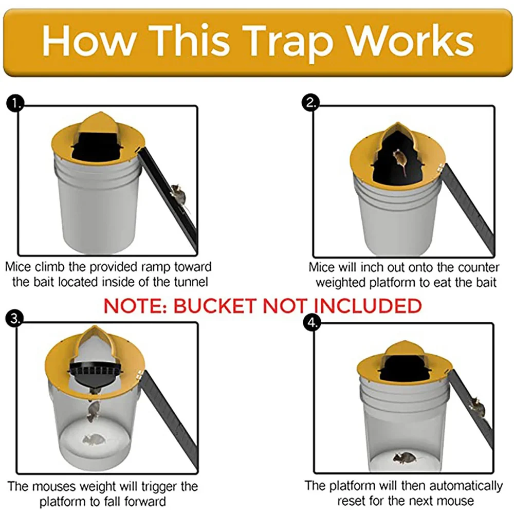 CleanCatch No-Touch Humane Flip Lid + Ramp Bucket Mouse Trap - Image 10