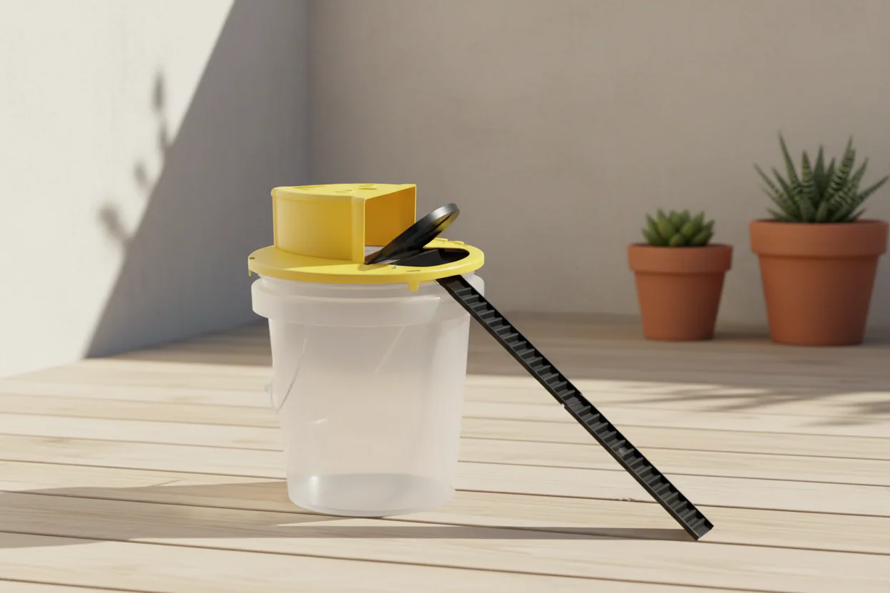 CleanCatch No-Touch Humane Flip Lid + Ramp Bucket Mouse Trap - Image 19