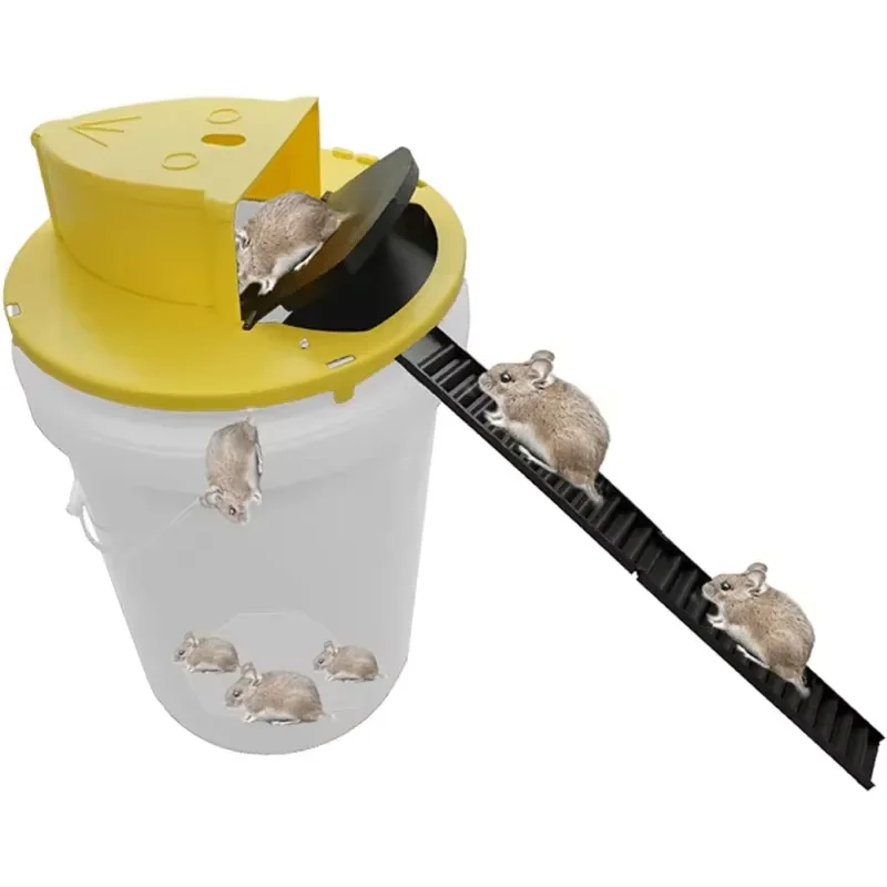 CleanCatch No-Touch Humane Flip Lid + Ramp Bucket Mouse Trap - Image 2