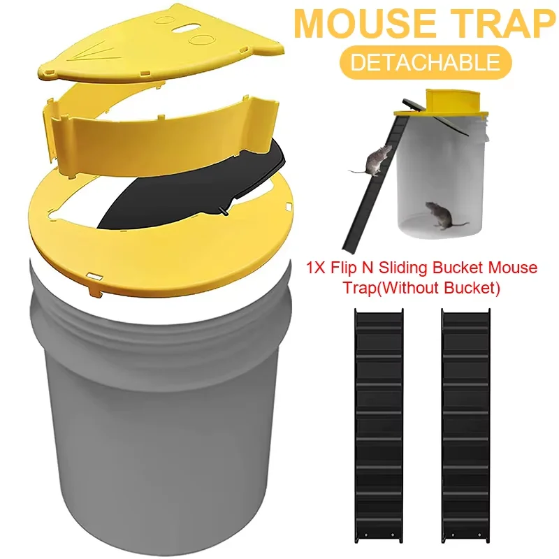 CleanCatch No-Touch Humane Flip Lid + Ramp Bucket Mouse Trap - Image 4