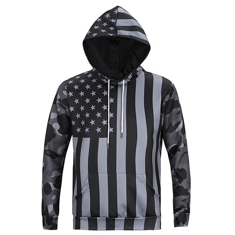 ISTider American Flag Printed Camouflage Sleeves Patchwork Men's Hoodies Cool Casual Sportwear High Quality Brand Clothing - Image 2