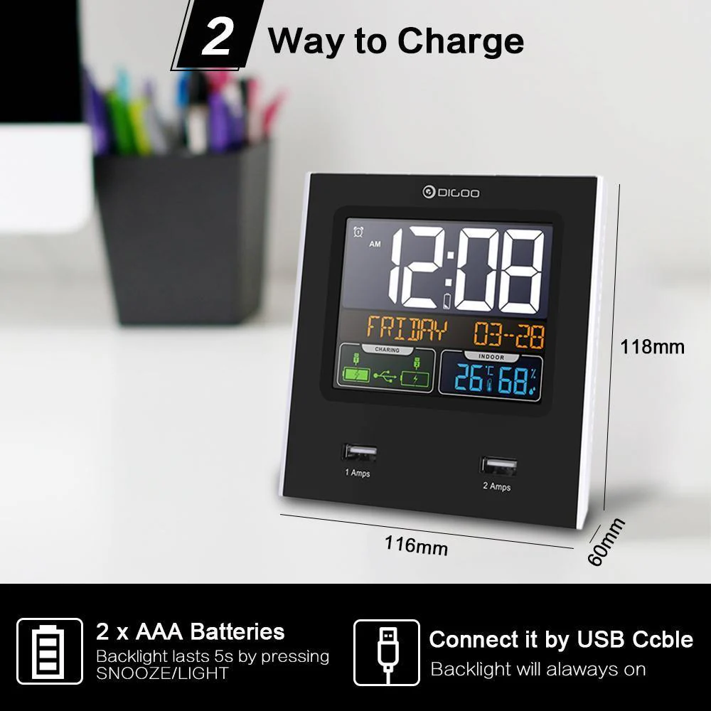 Digoo DG- Smart Charging Alarm Clock & Weather Station - Image 10