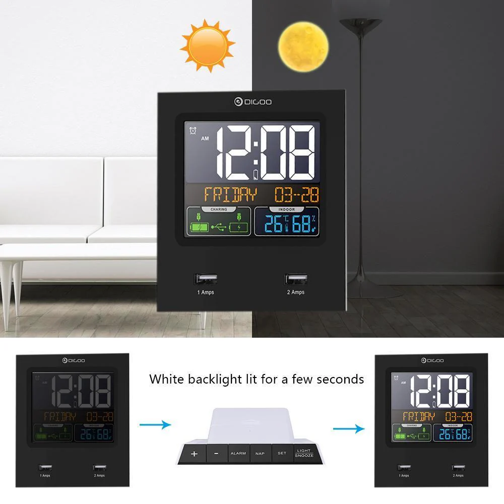 Digoo DG- Smart Charging Alarm Clock & Weather Station - Image 9