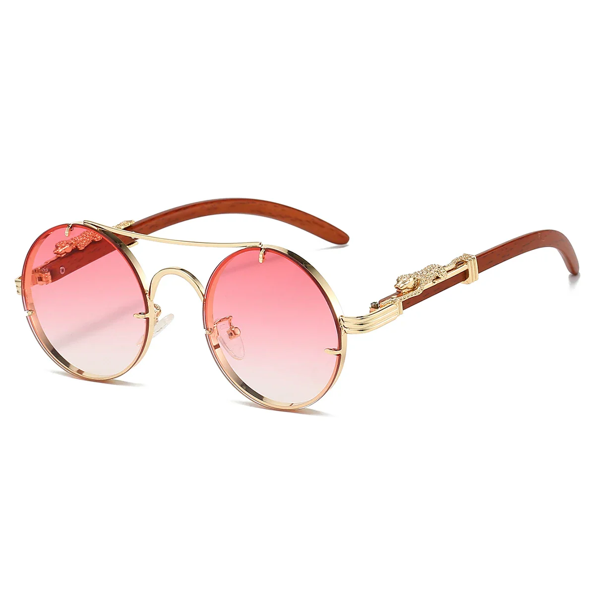 KAMMPT Vintage Double Bridge Gradient Multicolor Lenses Round Luxury Sunglasses - Image 12