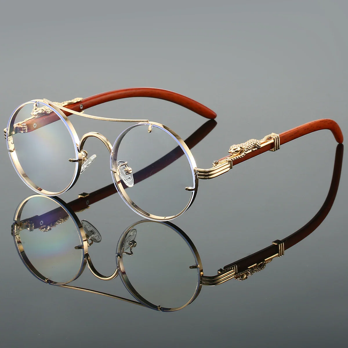 KAMMPT Vintage Double Bridge Gradient Multicolor Lenses Round Luxury Sunglasses - Image 17