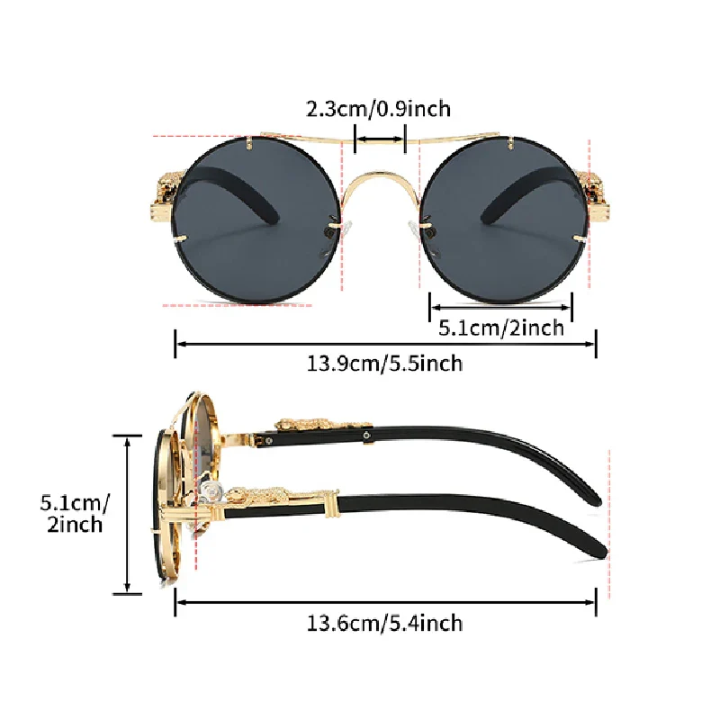 KAMMPT Vintage Double Bridge Gradient Multicolor Lenses Round Luxury Sunglasses - Image 2