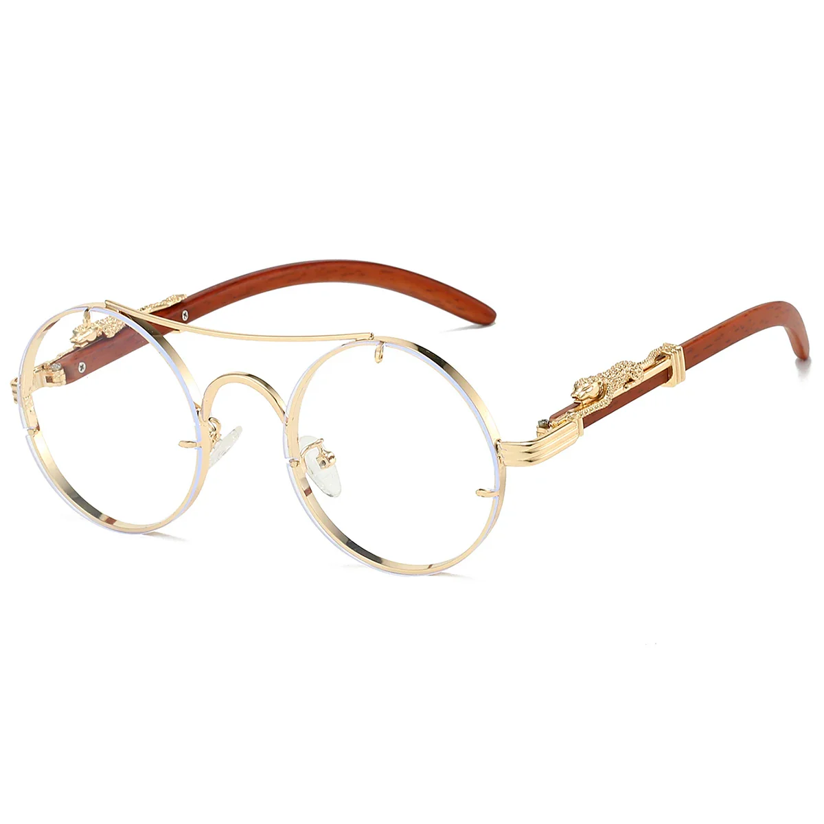 KAMMPT Vintage Double Bridge Gradient Multicolor Lenses Round Luxury Sunglasses - Image 5